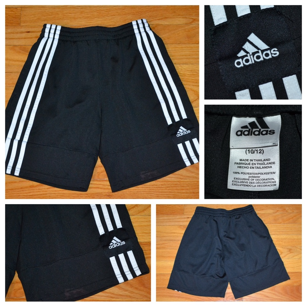 Youth boys Adidas black athletic shorts, size 10/12